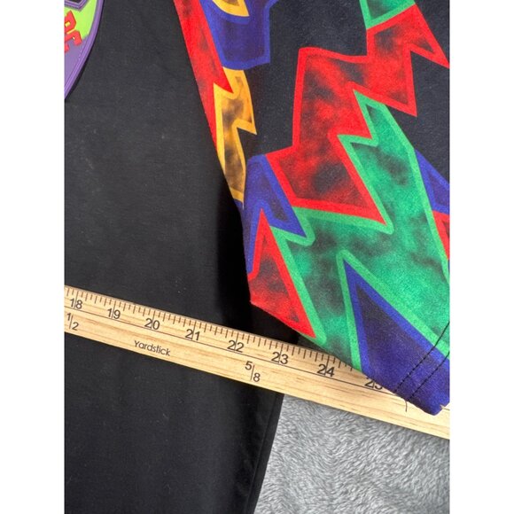 Post Game XL Black Shirt With Multicolor Geometric Sleeves & Logo - Picture 7 of 10